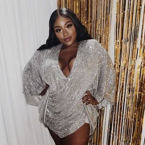 Silver Sequin Mini Dress